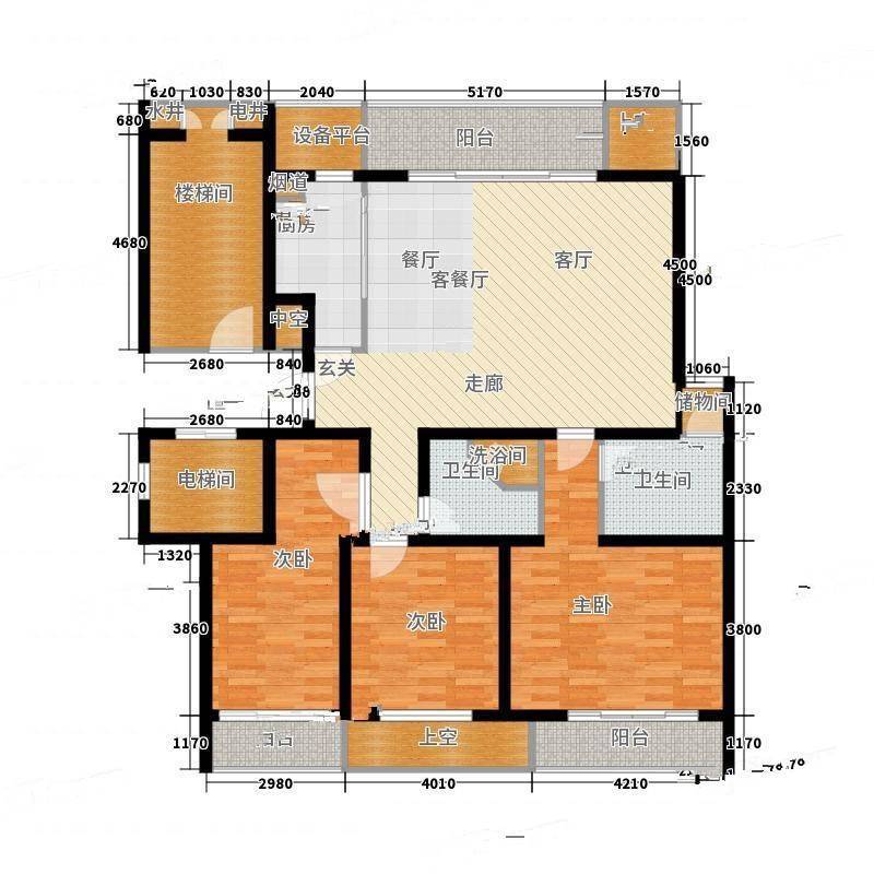 明德景园大厦3室0厅0卫202㎡户型图