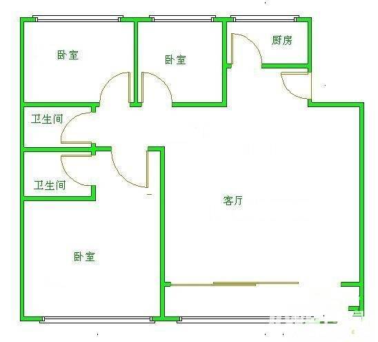 阳光美地小区3室2厅2卫130㎡户型图