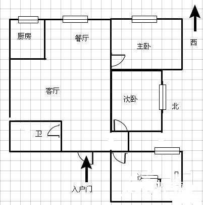 永乐路丹尼尔小区3室1厅1卫96㎡户型图