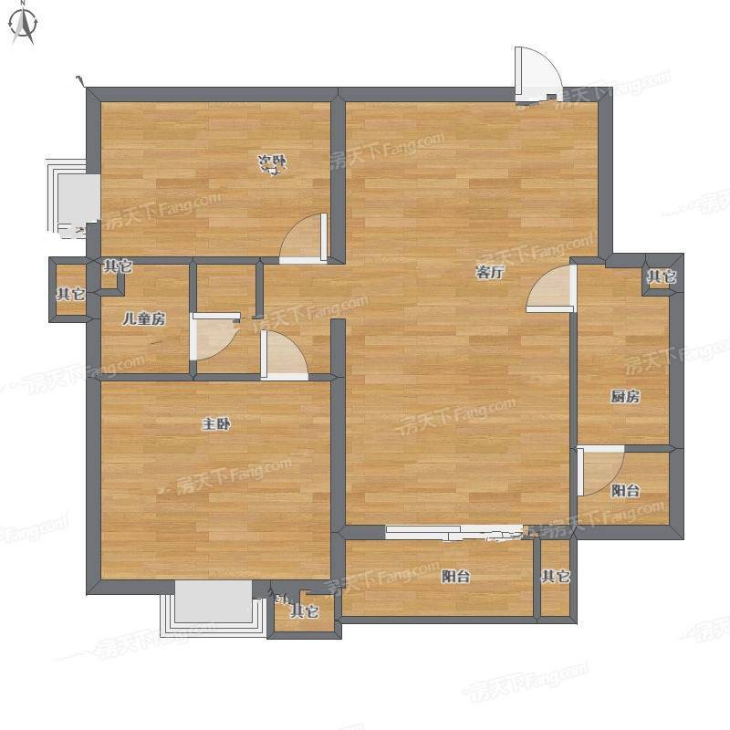 竹园小区2室1厅0卫61㎡户型图