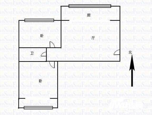 中原新村2室1厅1卫72㎡户型图