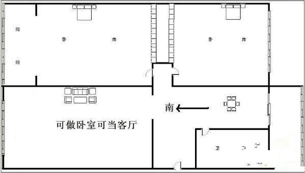 张家村农行家属院3室1厅1卫85㎡户型图