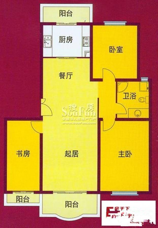 上海嘉苑3室2厅1卫112㎡户型图