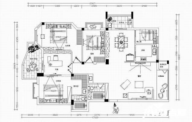 福清玫瑰园4室2厅2卫224㎡户型图