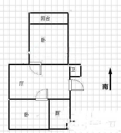 东百公寓2室2厅1卫65㎡户型图