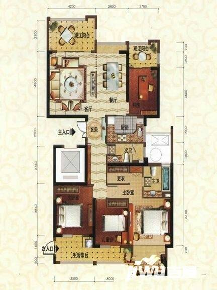 融侨外滩B区6室2厅2卫270㎡户型图