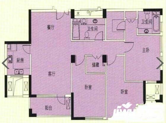 金骏小区二区3室2厅2卫106㎡户型图