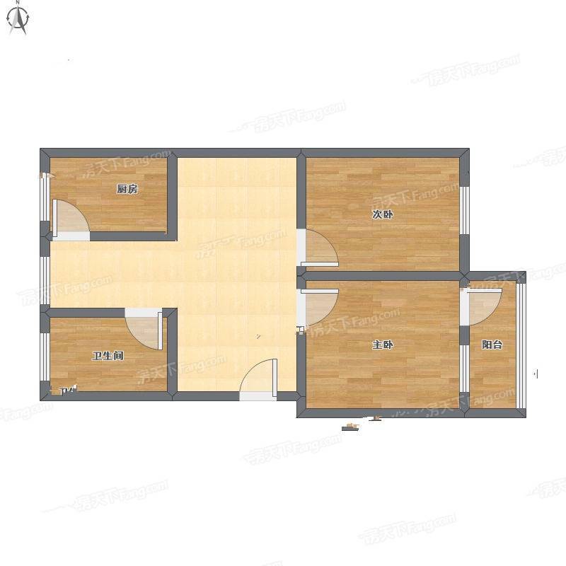 衡阳职工生活区2室2厅0卫75㎡户型图