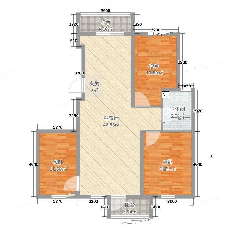 恒汇华城3室0厅0卫125㎡户型图