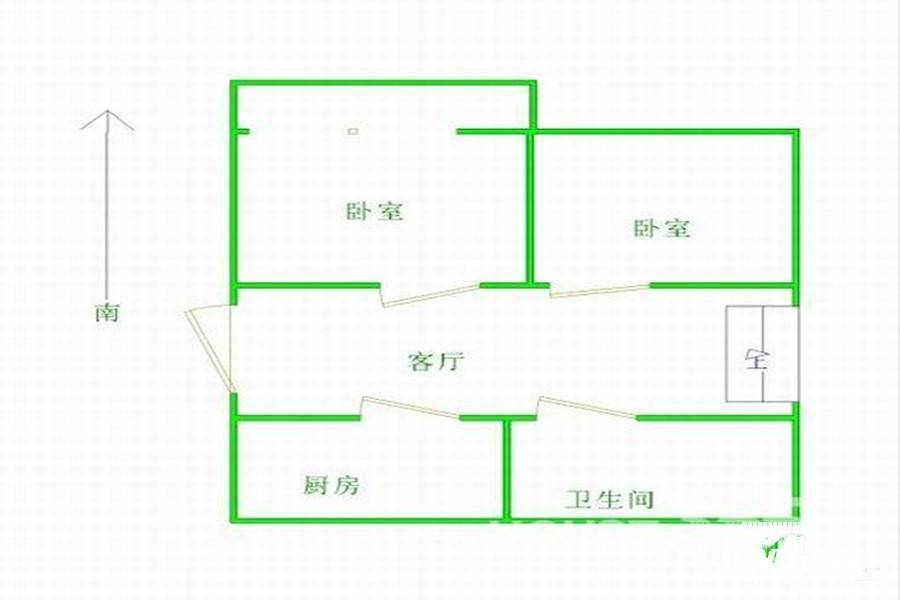 天宝庄园2室2厅1卫76.9㎡户型图