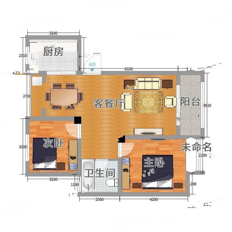 岸头佳园2室0厅0卫84㎡户型图