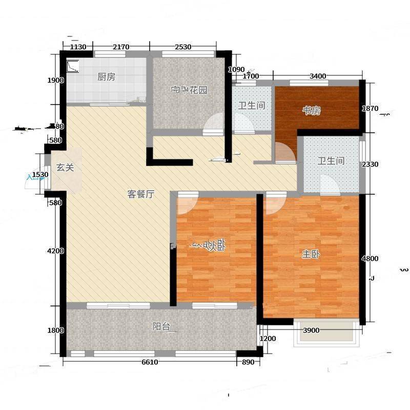 吾悦华府3室0厅0卫130㎡户型图