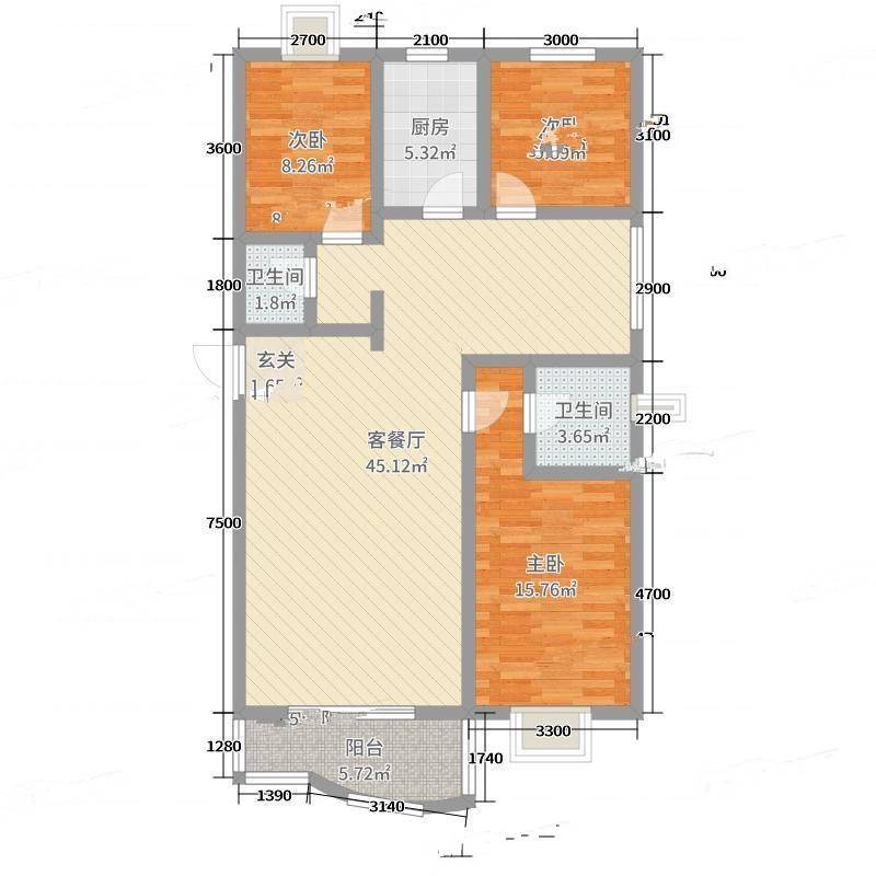 世纪花园3室0厅0卫117㎡户型图