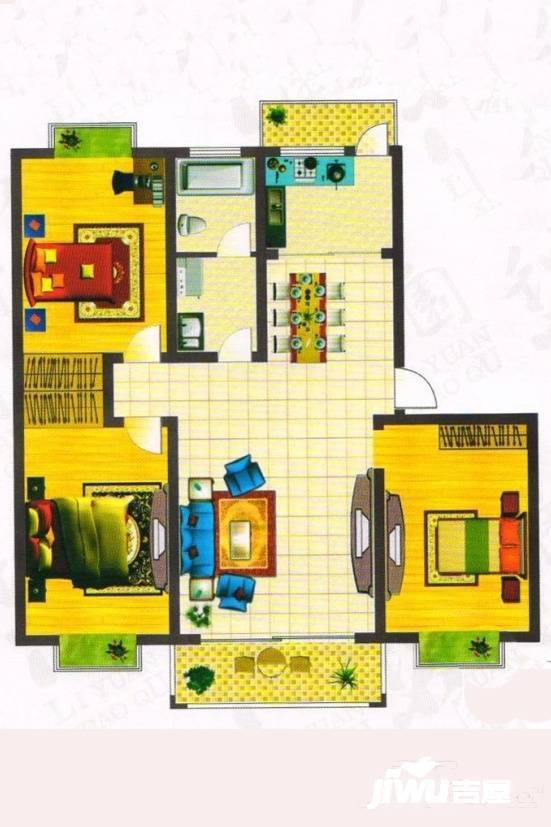 金茂花园3室2厅2卫130㎡户型图