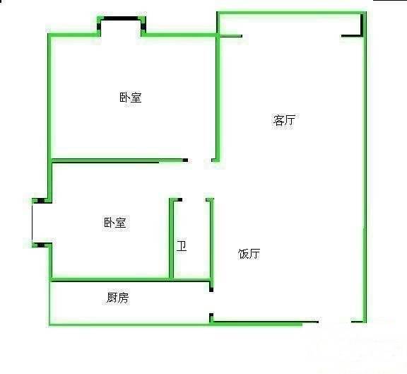 翠景花园2室2厅1卫63㎡户型图