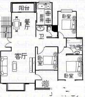 城市风景3室2厅2卫106㎡户型图