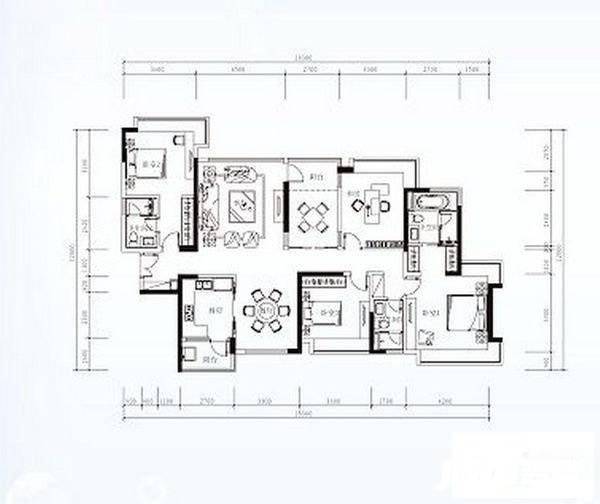 华发新城五期4室2厅2卫178㎡户型图