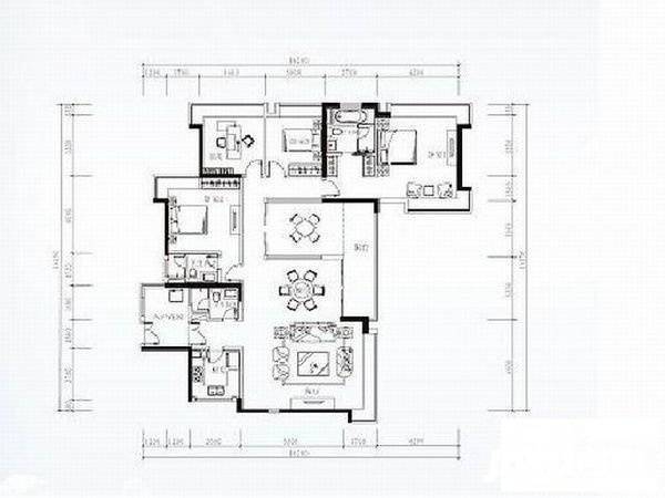 华发新城五期4室2厅2卫192㎡户型图