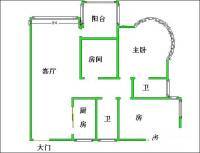 富华广场三期3室2厅2卫126㎡户型图