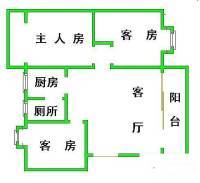卓雅花园东苑3室2厅1卫89㎡户型图