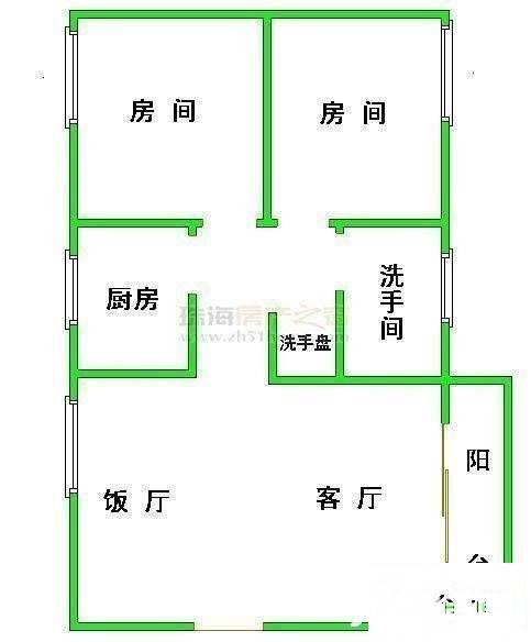 吉豪苑2室2厅1卫69㎡户型图