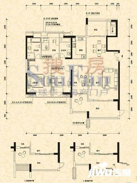 云山诗意4室2厅2卫166㎡户型图