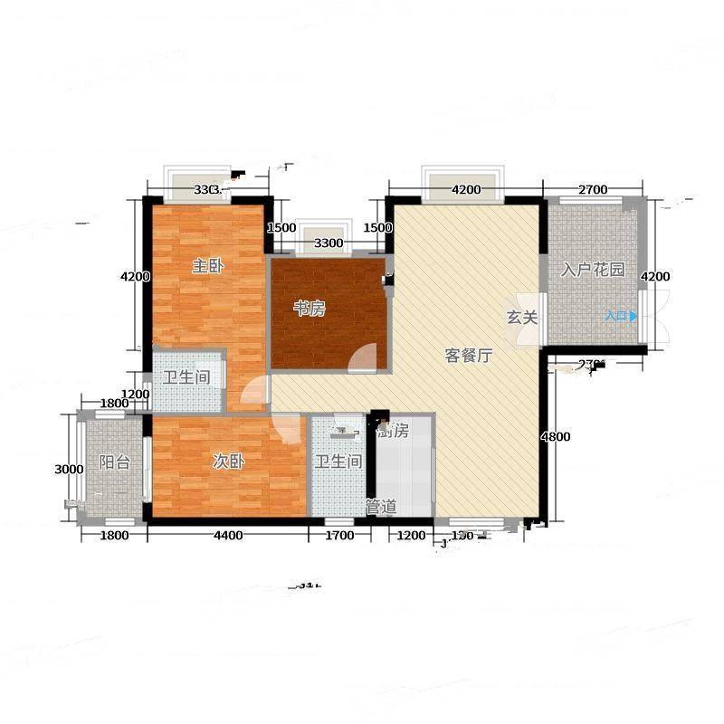 景山一号3室0厅0卫126㎡户型图