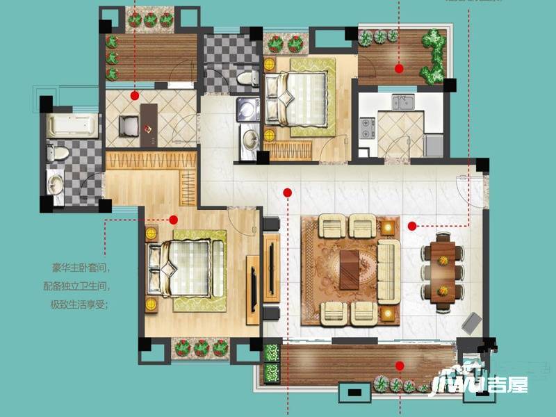 招商海德公园别墅3室2厅2卫115㎡户型图