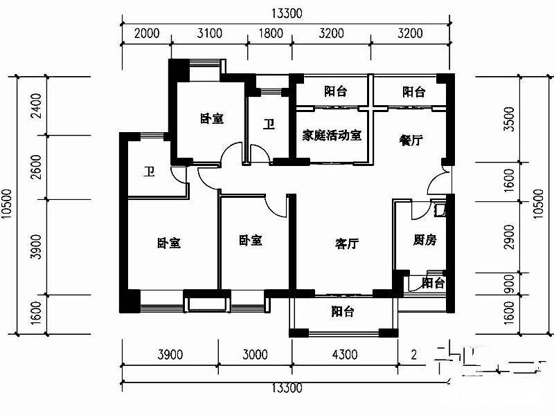 招商海德公园别墅4室2厅2卫139.4㎡户型图