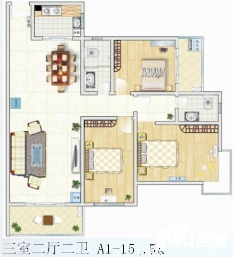 华韵*莲韵小区3室2厅2卫150.1㎡户型图