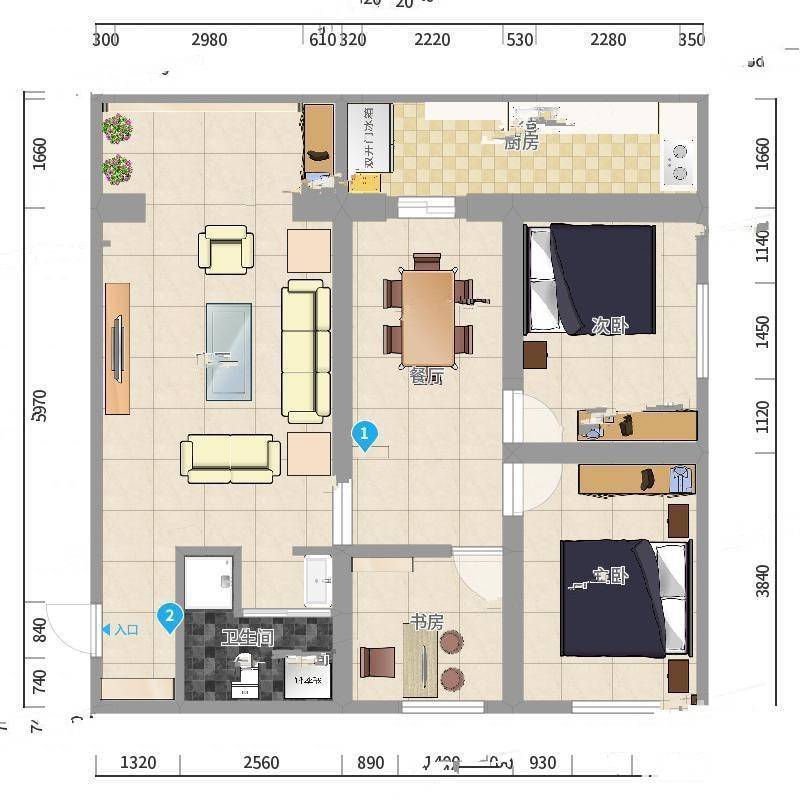 正苑小区3室0厅0卫95㎡户型图