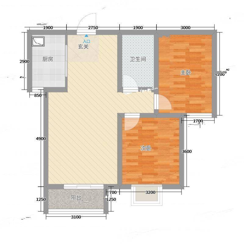 翁家堰2室0厅0卫85㎡户型图