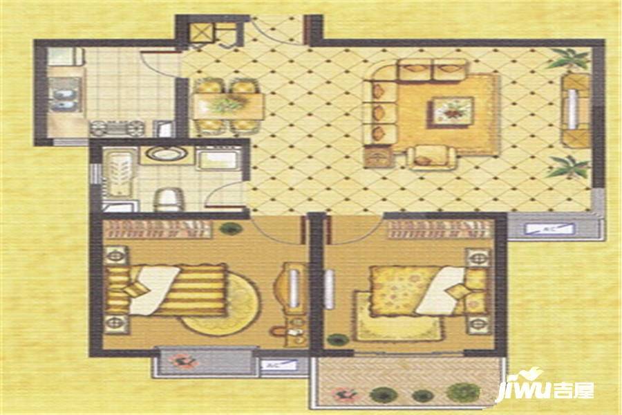 乾盛明居2室2厅1卫102㎡户型图