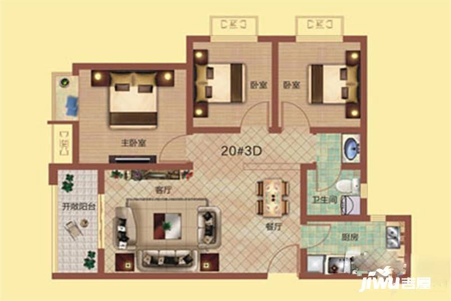 瑞达.世纪名城3室2厅2卫130㎡户型图