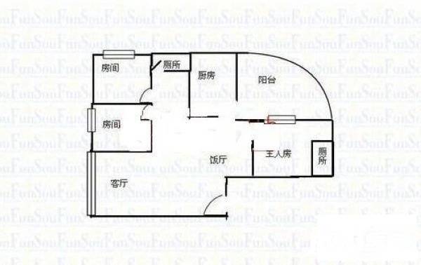 百富楼3室2厅2卫104㎡户型图