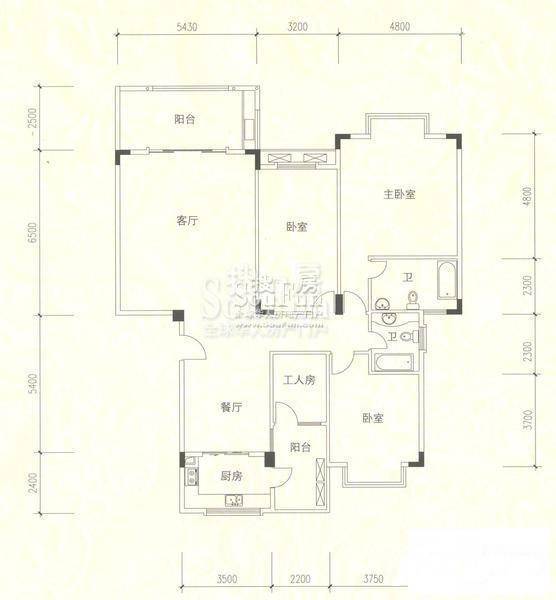 香格里拉花园别墅3室2厅2卫186.9㎡户型图