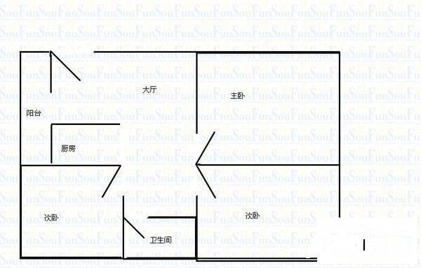 季华花园3室2厅2卫90㎡户型图