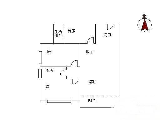 佛山奥园美林水岸2室2厅1卫86㎡户型图