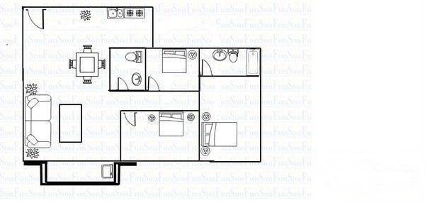 容桂顺景楼3室2厅2卫101㎡户型图