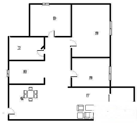 珠江楼3室2厅1卫76㎡户型图