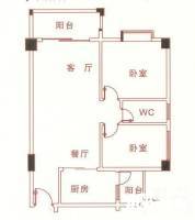 容桂富逸居2室2厅1卫72㎡户型图