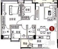 南珠花园3室1厅1卫80㎡户型图