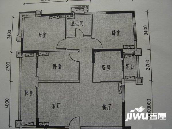 红棉西路小区3室1厅1卫90㎡户型图