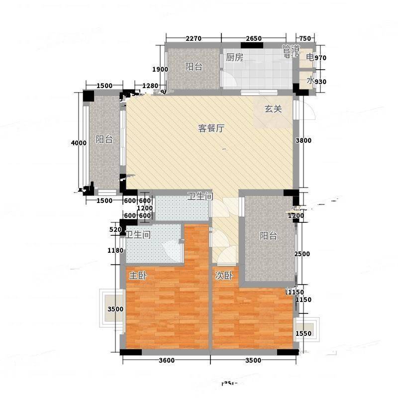 钜隆金溪蓝湾2室0厅0卫87㎡户型图