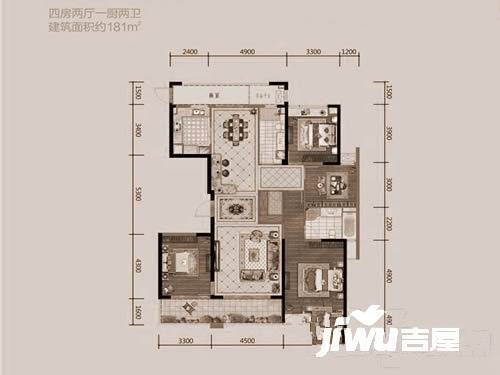 领秀城4室2厅2卫181㎡户型图