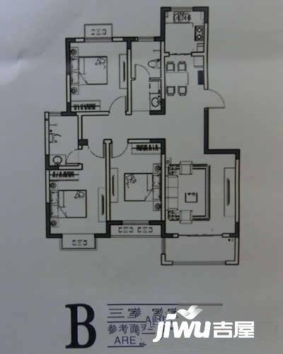 水岸家年华3室2厅2卫117.8㎡户型图