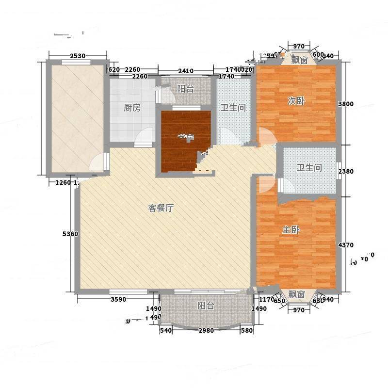 金樽花园3室0厅0卫164㎡户型图