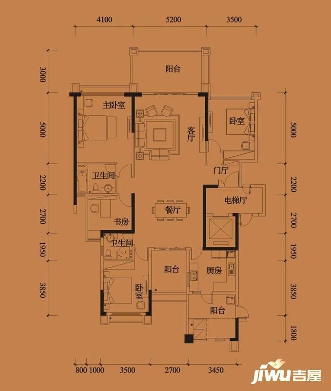 光耀翡翠湾商铺3室2厅2卫192.8㎡户型图