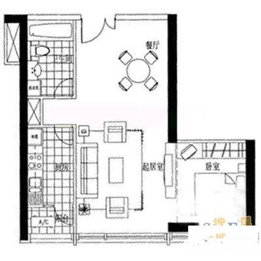 财富公寓3室2厅2卫107㎡户型图