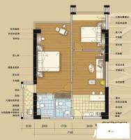 丽格国际公寓商铺1室2厅1卫48㎡户型图